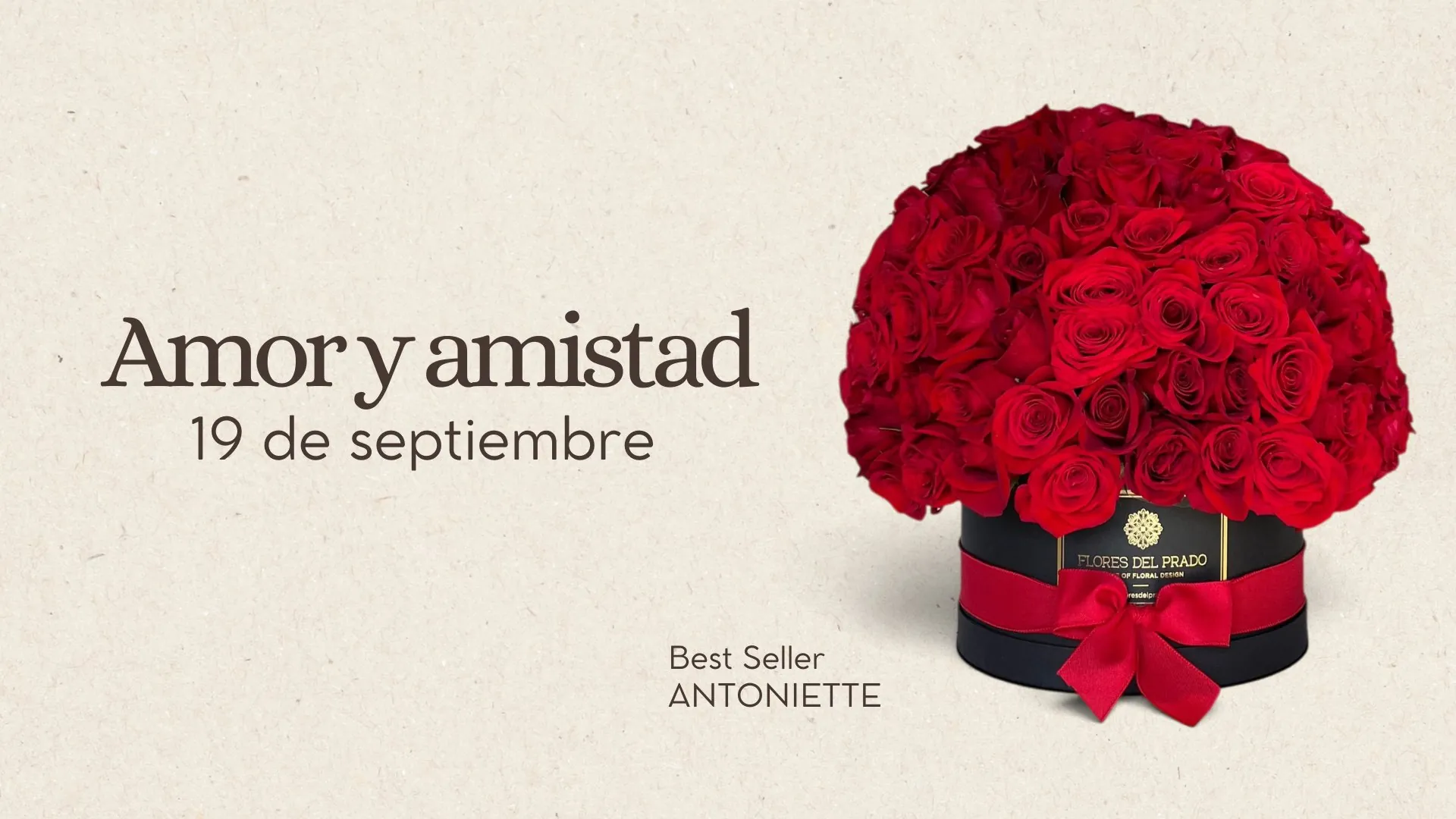 Amor y amistad en Flores del Prado: caja de rosas rojas Antoniette